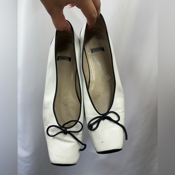 Stuart Weitzman white square toe heeled ballerina flats size 7.5 - Picture 1 of 9